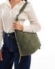 ASOS DESIGN ASOS DESIGN suede asymmetric tote bag with side buckle in olive-Green - 3
