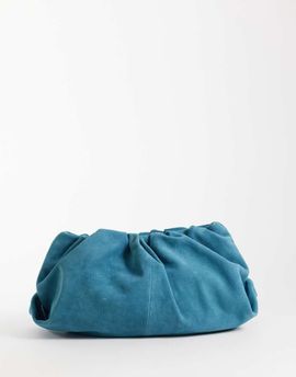 ASOS DESIGN ASOS DESIGN suede cloud clutch bag in turquoise-Blue