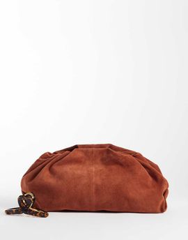 ASOS DESIGN ASOS DESIGN suede cloud clutch in tan-Brown