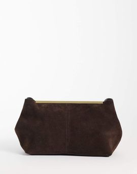 ASOS DESIGN ASOS DESIGN suede frame clutch bag in chocolate-Brown