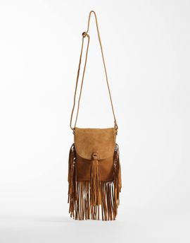 ASOS DESIGN ASOS DESIGN suede fringe crossbody bag in tan-Brown