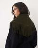 ASOS DESIGN ASOS DESIGN suede fringe scarf in khaki green - 3