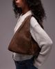ASOS DESIGN ASOS DESIGN suede mid size trapeze slouch shoulder bag in mocha brown - 2