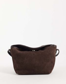 ASOS DESIGN ASOS DESIGN suede mini flap top crossbody bag in chocolate-Brown