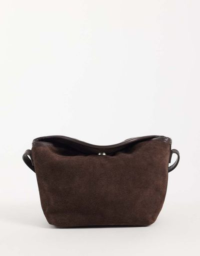ASOS DESIGN ASOS DESIGN suede mini flap top crossbody bag in chocolate-Brown