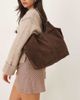 ASOS DESIGN ASOS DESIGN suede pinched handle scoop tote bag in coffee brown - 1