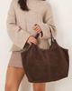 ASOS DESIGN ASOS DESIGN suede pinched handle scoop tote bag in coffee brown - 3