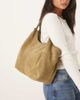 ASOS DESIGN ASOS DESIGN suede pinched handle scoop tote bag in olive-Green - 1