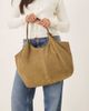 ASOS DESIGN ASOS DESIGN suede pinched handle scoop tote bag in olive-Green - 2