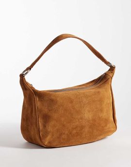 ASOS DESIGN ASOS DESIGN suede scoop shoulder bag in chestnut brown-Yellow