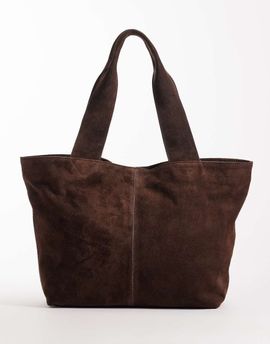 ASOS DESIGN ASOS DESIGN suede seam detailing tote in chocolate-Brown