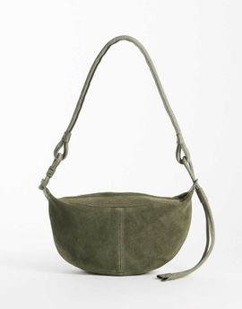 ASOS DESIGN ASOS DESIGN suede sling crossbody bag in khaki-Green