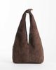 ASOS DESIGN ASOS DESIGN suede tote bag in chocolate with knot detail handle-Brown - 1