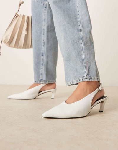 ASOS DESIGN ASOS DESIGN Suki slingback kitten heeled shoes in white