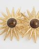 ASOS DESIGN ASOS DESIGN sun earrings with faux tigers eye stones in gold tone-Multi - 3