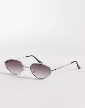 ASOS DESIGN ASOS DESIGN sunglasses in pewter tone with smoke lenses-Gray