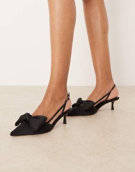 ASOS DESIGN ASOS DESIGN Sunshine kitten heel slingback shoes in black