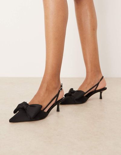 ASOS DESIGN ASOS DESIGN Sunshine kitten heel slingback shoes in black