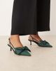 ASOS DESIGN ASOS DESIGN Sunshine kitten heel slingback shoes in forest green - 1