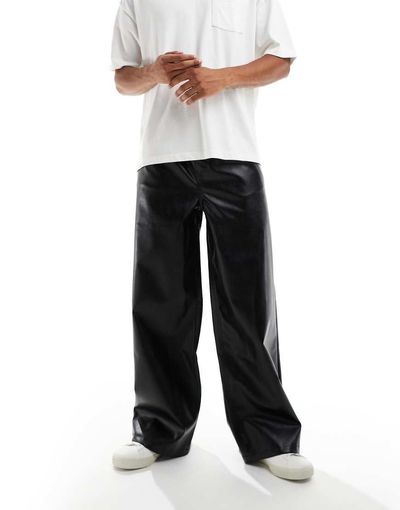 ASOS DESIGN ASOS DESIGN super baggy pants in black faux leather