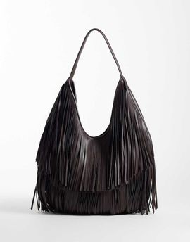 ASOS DESIGN ASOS DESIGN super fringe scoop tote in chocolate-No color