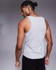 ASOS DESIGN ASOS DESIGN super heavyweight muscle fit high scoop tank top in gray heather with chest logo embroidery - 2