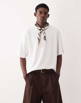 ASOS DESIGN ASOS DESIGN super heavyweight oversized T-shirt in cream waffle-White