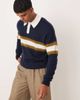 ASOS DESIGN ASOS DESIGN super oversized knit rugby polo sweater in navy with stripe - 2