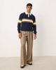 ASOS DESIGN ASOS DESIGN super oversized knit rugby polo sweater in navy with stripe - 3