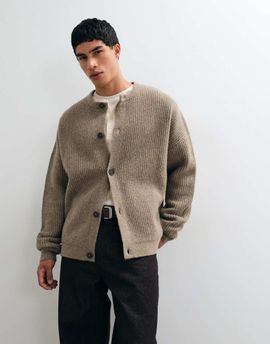ASOS DESIGN ASOS DESIGN super oversized ribbed knitted cardigan in brown heather