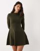 ASOS DESIGN ASOS DESIGN super soft grown-on neck long sleeve dress in olive-Gray - 1