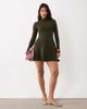 ASOS DESIGN ASOS DESIGN super soft grown-on neck long sleeve dress in olive-Gray - 2