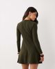 ASOS DESIGN ASOS DESIGN super soft grown-on neck long sleeve dress in olive-Gray - 4