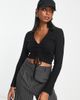 ASOS DESIGN ASOS DESIGN super soft ribbed ruched front polo in black - 1