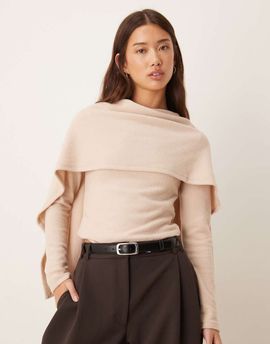 ASOS DESIGN ASOS DESIGN super soft scarf draped top in cream-White
