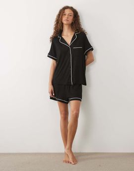 ASOS DESIGN ASOS DESIGN super soft short sleeve shirt and shorts pajama set in black