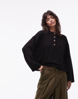 ASOS DESIGN ASOS DESIGN super soft touch oversized Henley top in black