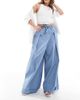 ASOS DESIGN ASOS DESIGN super wide leg pants with tie belt in blue-Black - 1