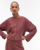 ASOS DESIGN ASOS DESIGN Supersoft button up cardigan with turn up cuff in dark rose - part of a set-Red - 1