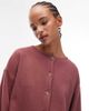 ASOS DESIGN ASOS DESIGN Supersoft button up cardigan with turn up cuff in dark rose - part of a set-Red - 4