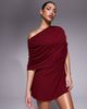ASOS DESIGN ASOS DESIGN supersoft cape overlay mini dress in burgundy-Red - 2