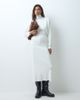 ASOS DESIGN ASOS DESIGN supersoft draped batwing sleeve midi dress in ivory-White - 3