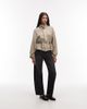 ASOS DESIGN ASOS DESIGN supersoft funnel neck cinched waist zip up top in taupe-Neutral - 1