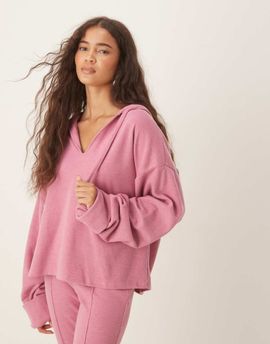 ASOS DESIGN ASOS DESIGN Supersoft hoodie with turn back cuff detail in pink