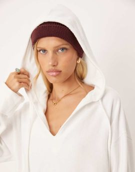 ASOS DESIGN ASOS DESIGN Supersoft hoodie with turn back cuff detail in winter white