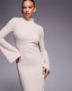 ASOS DESIGN ASOS DESIGN supersoft maxi with roll neck and open back detail in cream-White - 2