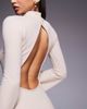 ASOS DESIGN ASOS DESIGN supersoft maxi with roll neck and open back detail in cream-White - 3