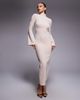ASOS DESIGN ASOS DESIGN supersoft maxi with roll neck and open back detail in cream-White - 4