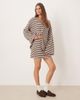 ASOS DESIGN ASOS DESIGN Supersoft mini skirt in pink & khaki stripe - part of a set-Brown - 1