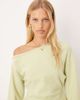 ASOS DESIGN ASOS DESIGN Supersoft off shoulder corset waist long sleeve top in pastel green - 2
